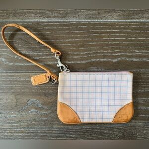 Coach Plaid Pink and Leather Wristlet